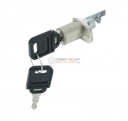 ZAMEK MEBLOWY BĘBENKOWY 18 MM CENTRALNY DO MEBLI DREWNIANYCH POJEDYNCZA FLANGA 2 KLUCZE ŁAMANE ROZETA ZABIERAK HAKOWY 33 MM HUWIL