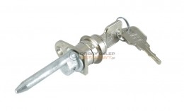 ZAMEK MEBLOWY BĘBENKOWY 16,5 MM CENTRALNY DO MEBLI DREWNIANYCH POJEDYNCZA FLANGA 2 KLUCZE ROZETA ZABIERAK TRZPIENIOWY 45 MM TYP 421 MLM
