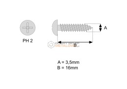 BLACHOWKRĘT WALC. 3,5X16,0 A2 PH2 C-H DIN 7981C; ISO 7049C; PN 83116