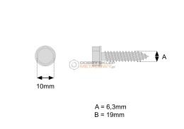 BLACHOWKRĘT Z ŁBEM SZEŚCIOKĄTNYM 6,3X 19 Z PODKŁADKĄ ZĄBKOWANĄ OCYNK BIAŁY ~ISO 7053C