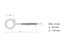 HAK FI  8 M 8 X110/TRZPIEŃ 70 MM/GWINT 60 MM HUŚTAWKOWY OCYNK BIAŁY METRYCZNY ARVEX