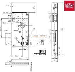 ZAMEK BRAMOWY WPUSZCZANY 90/63,5 ZWYKŁY KLUCZ PRAWY CZOŁO 32X300 LAKIER BRĄZ METALPLAST-CZĘSTOCHOWA 8017
